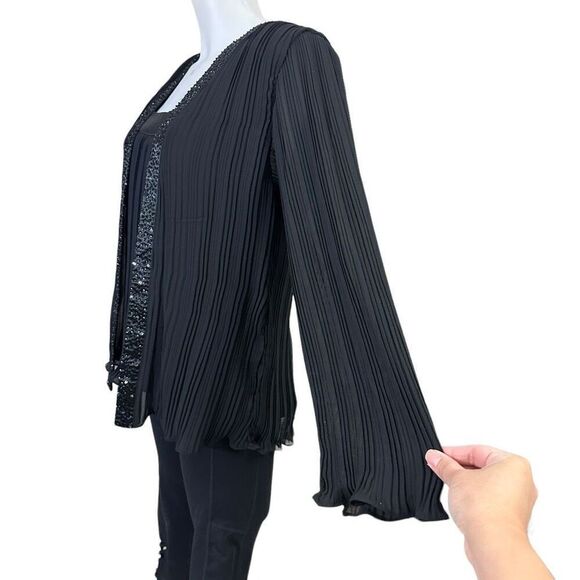Scarlett Nite Woman 2 Piece Beaded & Pleated Cardigan & Tank Set sz 14 W - Picture 7 of 13